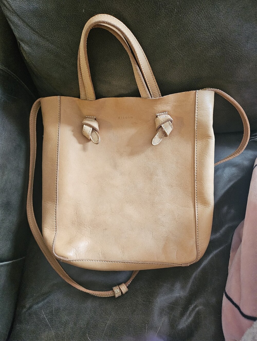 NISOLO Simone Convertible Shopper in Vachetta with Crossbody Strap Bag